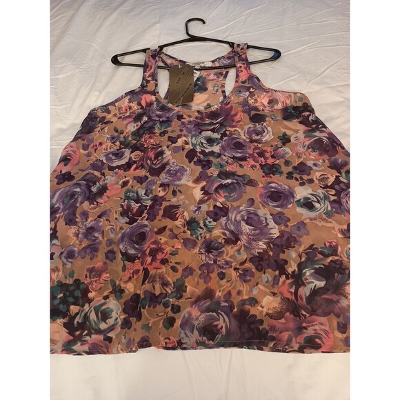 Tramp Blouse Size M Pink Multicolor Sleeveless Floral - Picture 6 of 8